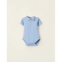 Body-polo Avec Col Côtelé Bleu Clair