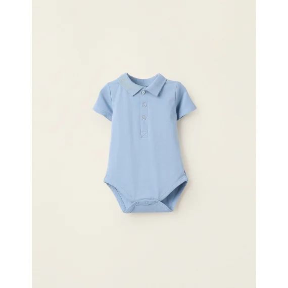 Body-polo Avec Col Côtelé Bleu Clair