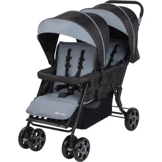 BEBECONFORT Poussette double Teamy, pour enfants d&rsquo;âges rapprochés, 4 roues, Shadow Block gris