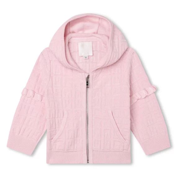 Cardigan à capuche tricoté Fille Rose