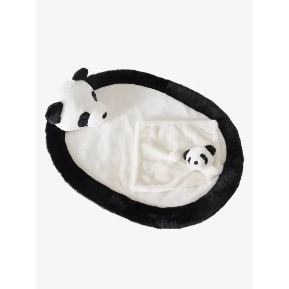 Coffret tapis de jeu + doudou Panda. noir