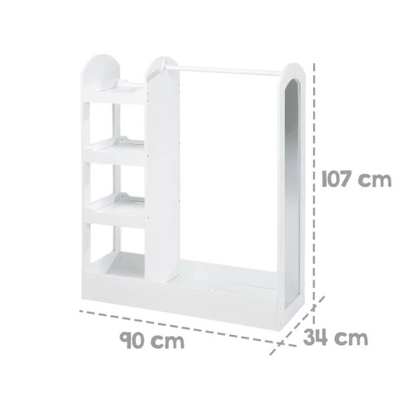 Portemanteau Bébé Avec Miroir, Penderie Et Étagères Blanc