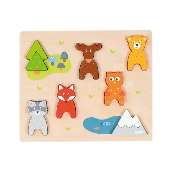 Puzzle Et Figurine Animaux De La Forêt Multicolore
