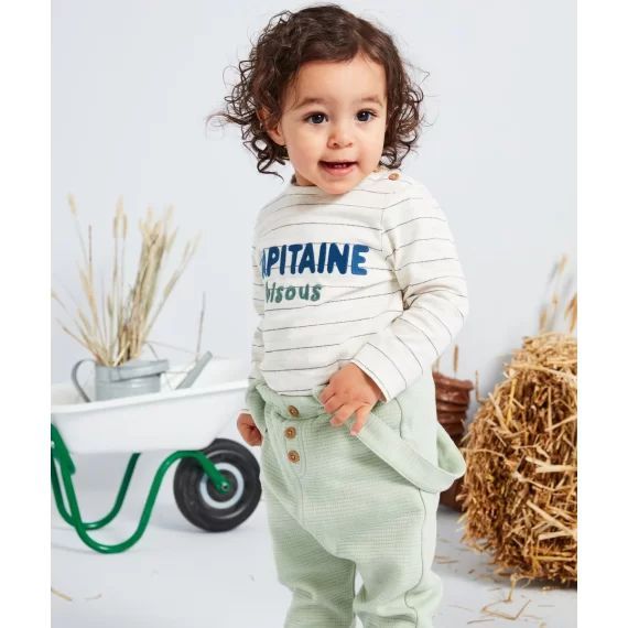 T-shirt bébé garçon en coton et à rayures avec message –  – Soldes