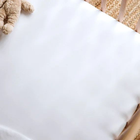 Drap Housse Pur Coton Bio Pour Lit Bébé Blanc