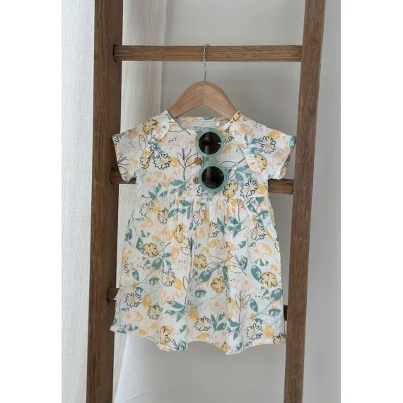 Robe Bébé En Gaze De Coton Capucine Ecru