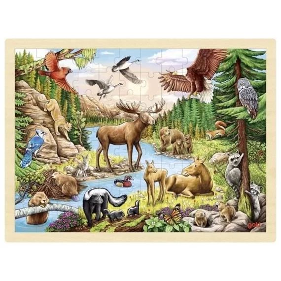 Puzzle Animaux d&rsquo;Amérique du Nord – Goki – Moins de 100 pièces – Mixte – 6 ans vert