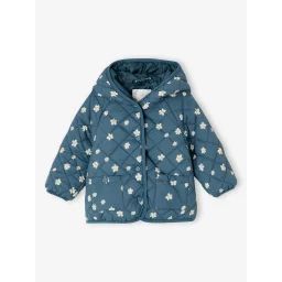 Blouson matelassé bébé avec capuche bleu océan