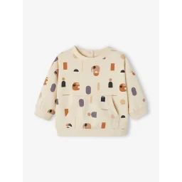 Sweat bébé en molleton beige clair imprimé