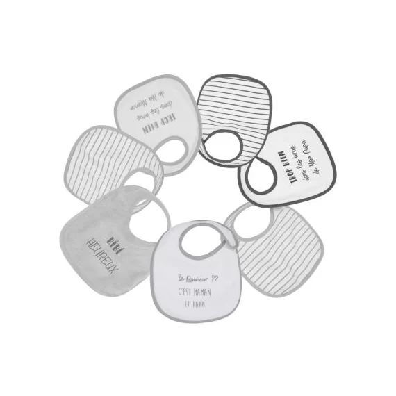 Lot de 7 bavoirs Bébé heureux