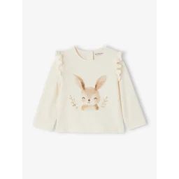 T-shirt à volants imprimé bébé écru