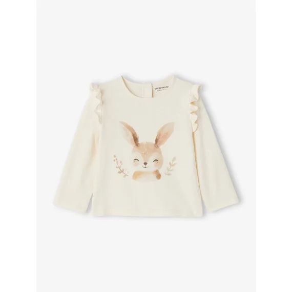 T-shirt à volants imprimé bébé écru