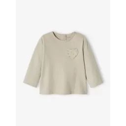 T-shirt bébé fille poche coeur et fraises BASICS vert de gris