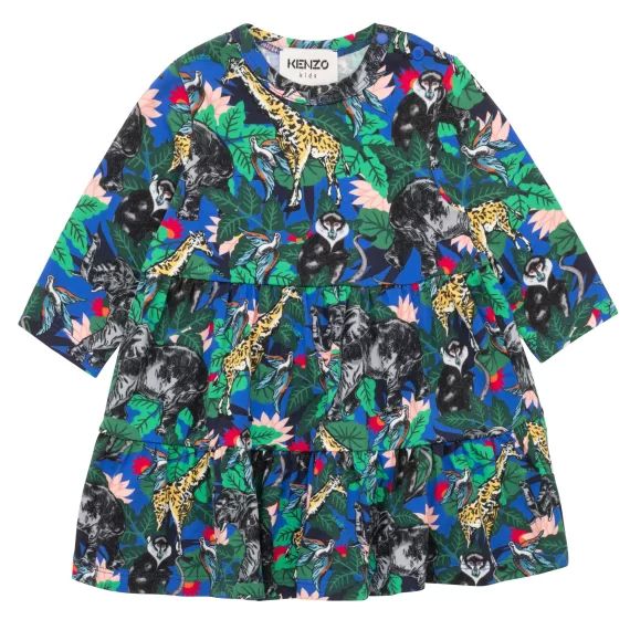 Robe imprimée avec découpes Fille Bleu