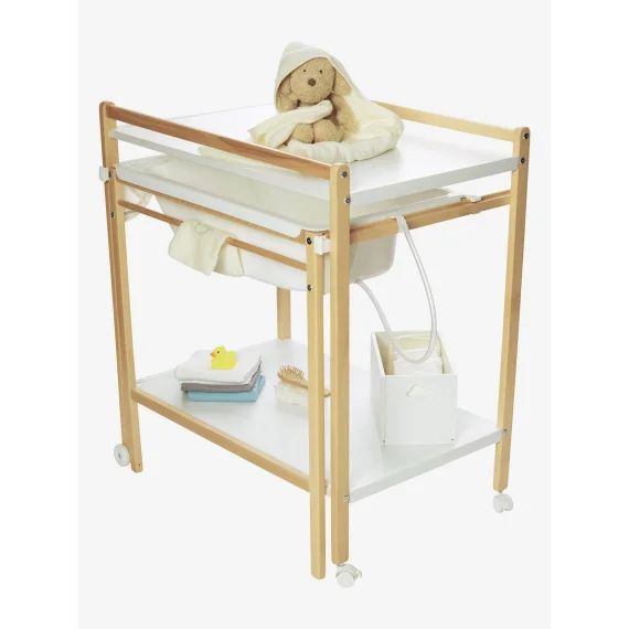 Table à langer avec baignoire intégrée VERTBAUDET MagicTub naturel/blanc