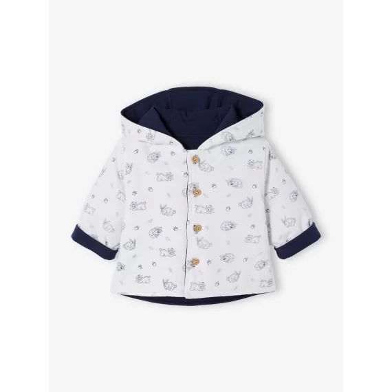 Veste réversible bébé à capuche encre