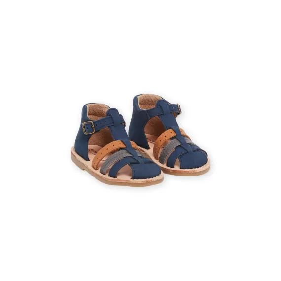 Sandales Bleu Marine En Cuir