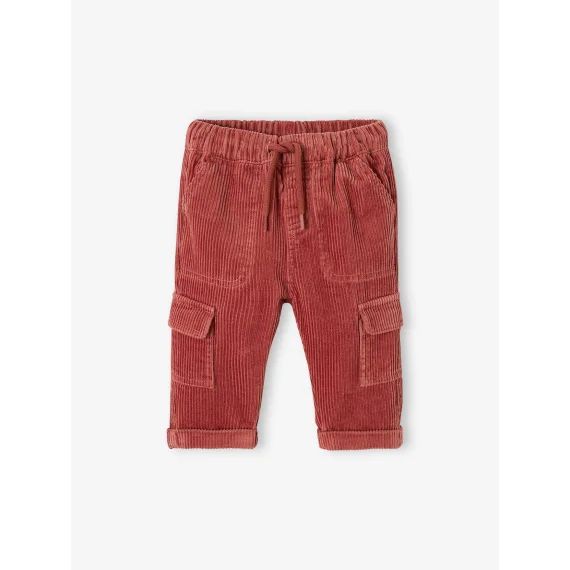 Pantalon en velours style battle bébé terracotta