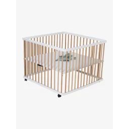 Parc pliant en bois VERTBAUDET naturel/blanc