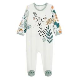 Pyjama Bébé En Velours Petit Bavard Blanc