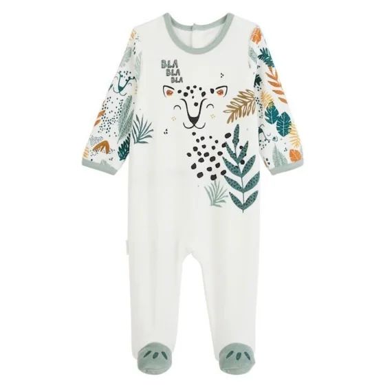 Pyjama Bébé En Velours Petit Bavard Blanc