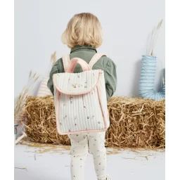Sac à dos  fille en coton blanc et rose avec imprimé pommes –  – Soldes