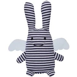 Hochet peluche Ange lapin marinière + pochette en coton