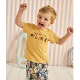 T-shirt bébé garçon en coton bio et tannage végétal orange –  – Soldes