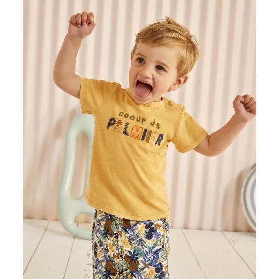 T-shirt bébé garçon en coton bio et tannage végétal orange –  – Soldes