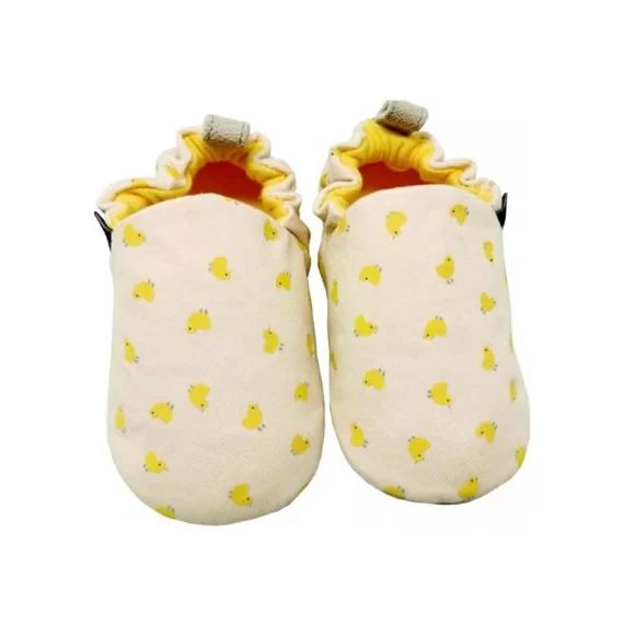 Chaussons en coton et cuir Les poussins (3-6 mois)