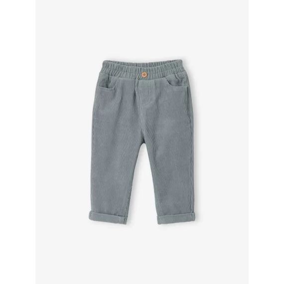 Pantalon bébé en velours côtelé bleu grisé