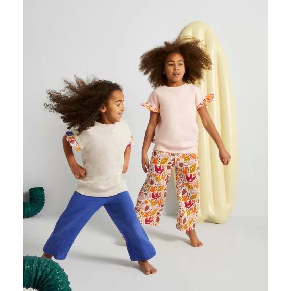 Pantalon fluide évolutif bleu en gaze de coton –  – Soldes