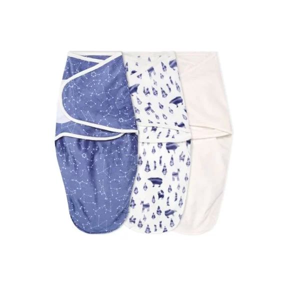 Lot de 3 langes d’emmaillotage en velboa Scandinavian sky (0-3 mois)