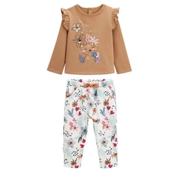 Ensemble En Molleton Sweat Et Pantalon Bébé Fille Love Nature Orange
