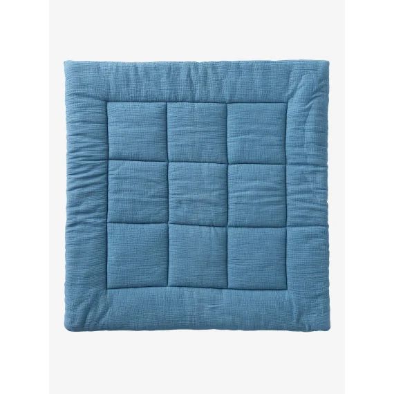 Tapis de sol / Fond de parc uni gaze et percale de coton indigo