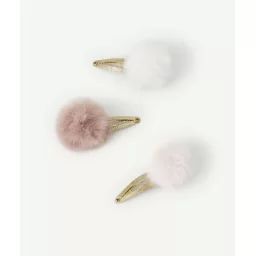 Lot de 3 barrettes bébé fille pailletées avec pompons –  – Soldes
