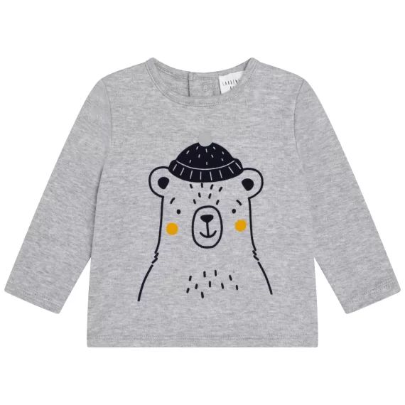 T-shirt manches longues coton Garçon Gris