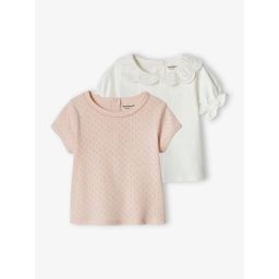 Lot de 2 T-shirts bébé manches courtes rose poudré