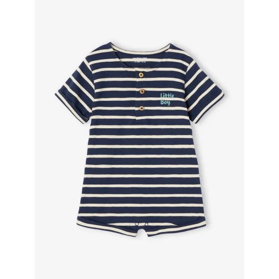 Combishort imprimé bébé rayé bleu