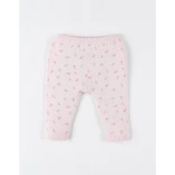 Legging Imprimé Végétal En Tricot Bio Fin Rose
