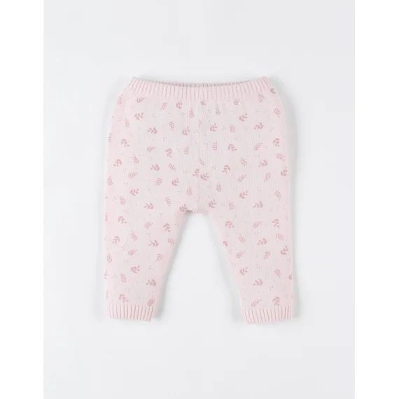 Legging Imprimé Végétal En Tricot Bio Fin Rose