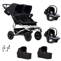 Poussette Double Mountain Buggy Duet V3.2 – Black + 2 Nacelles Plus + 2 Coques Protect