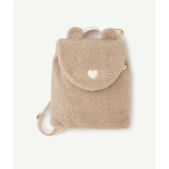 Sac à dos souris bébé fille en bouclettes beige avec petites oreilles –  – Soldes