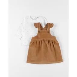 Ensemble robe + t-shirt manches longues marron