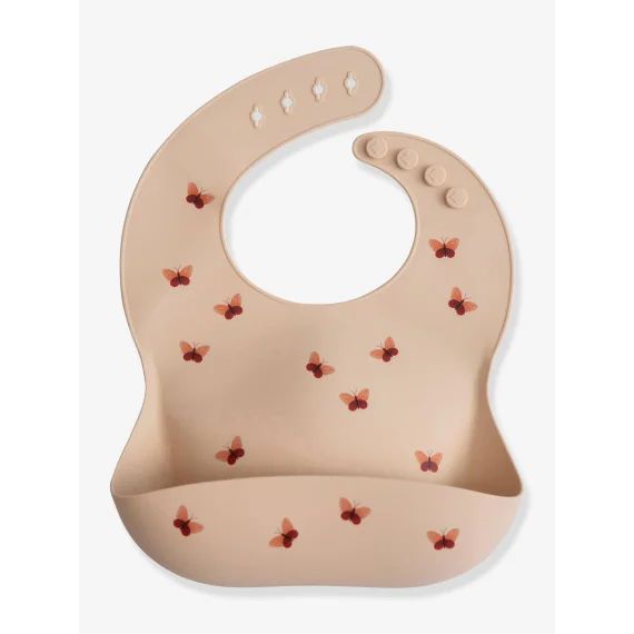 Bavoir avec récupérateur MUSHIE en silicone rouge