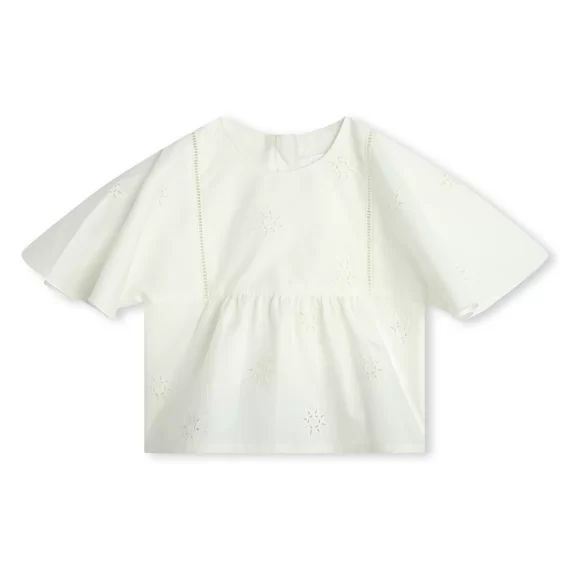 Blouse à broderies anglaises Fille Blanc