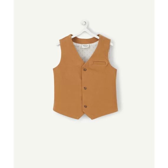 Veste sans manches bébé garçon camel avec boutons –  – Soldes