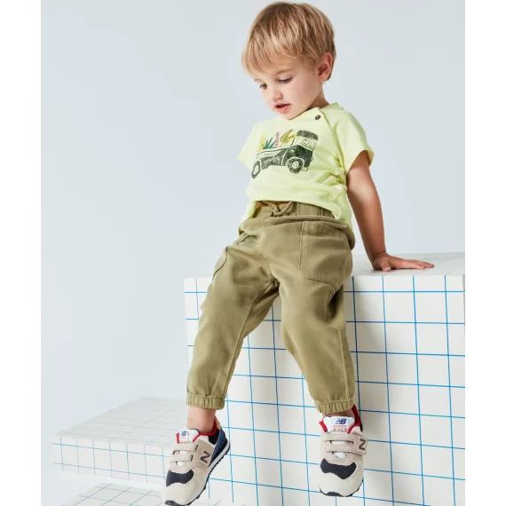 Pantalon droit bébé garçon kaki en viscose responsable –  – Soldes