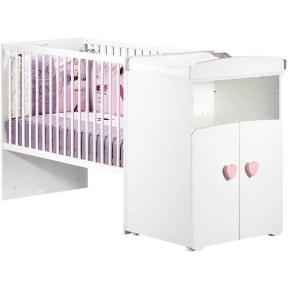Lit combiné évolutif 120×60 en 90×190 blanc