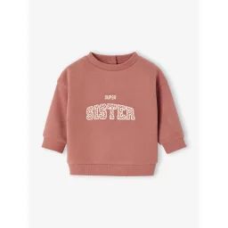 Sweat-shirt bébé à message imprimé vieux rose